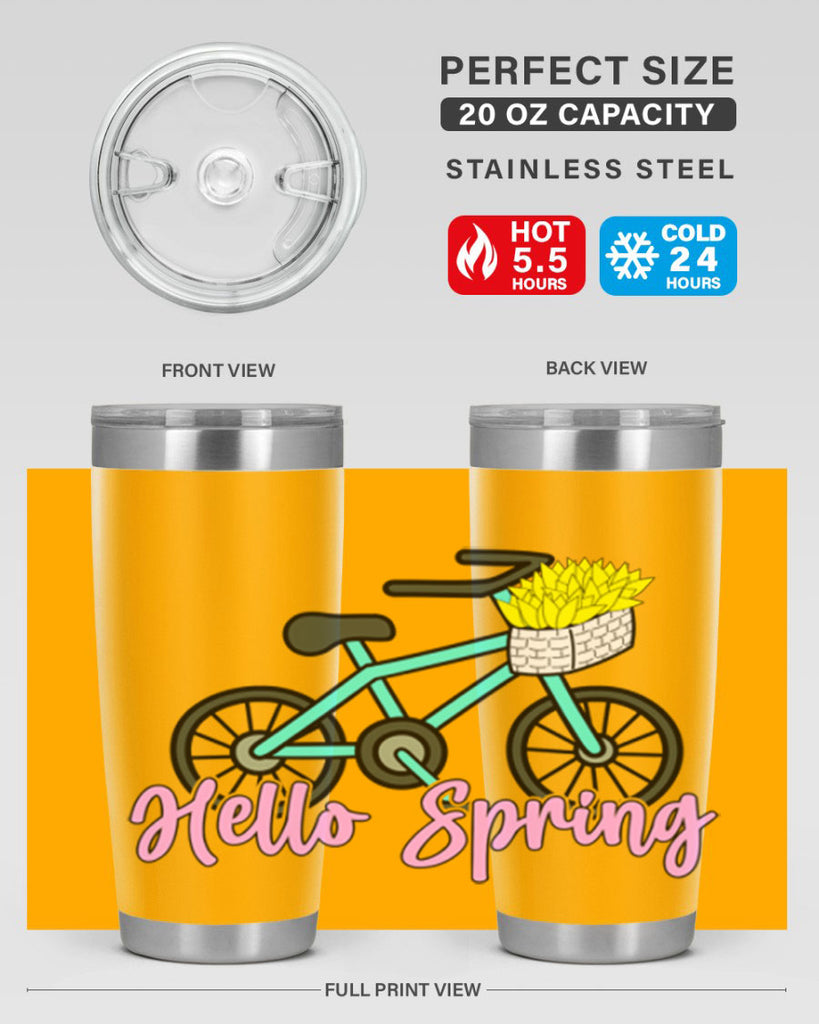 Hello Spring Bicycle with flowers189#- spring- Tumbler