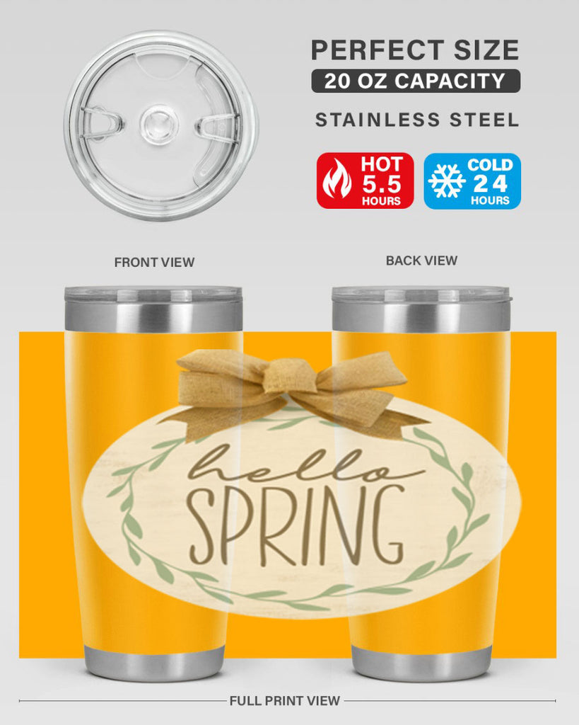 Hello Spring Wreath leaves Mockup209#- spring- Tumbler