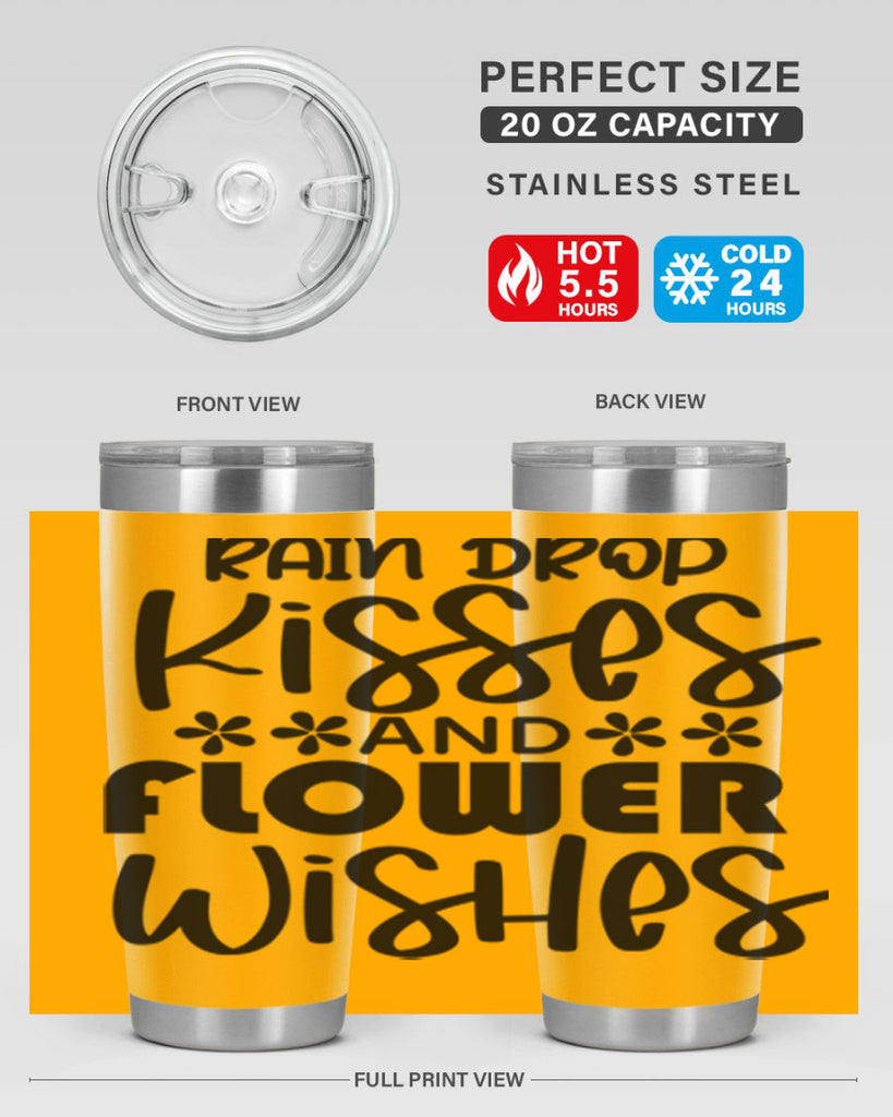 Rain drop kisses and flower 398#- spring- Tumbler