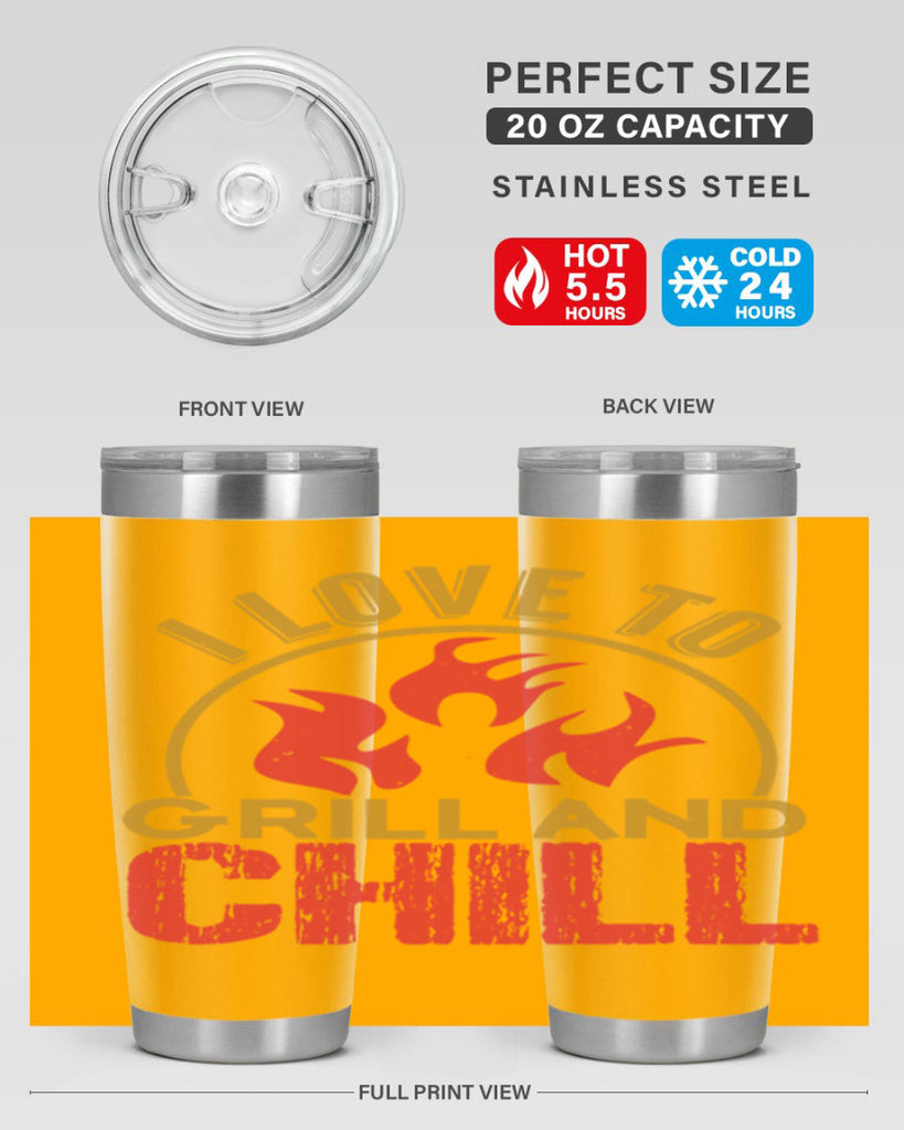 i love to grill and chill 38#- bbq- Tumbler