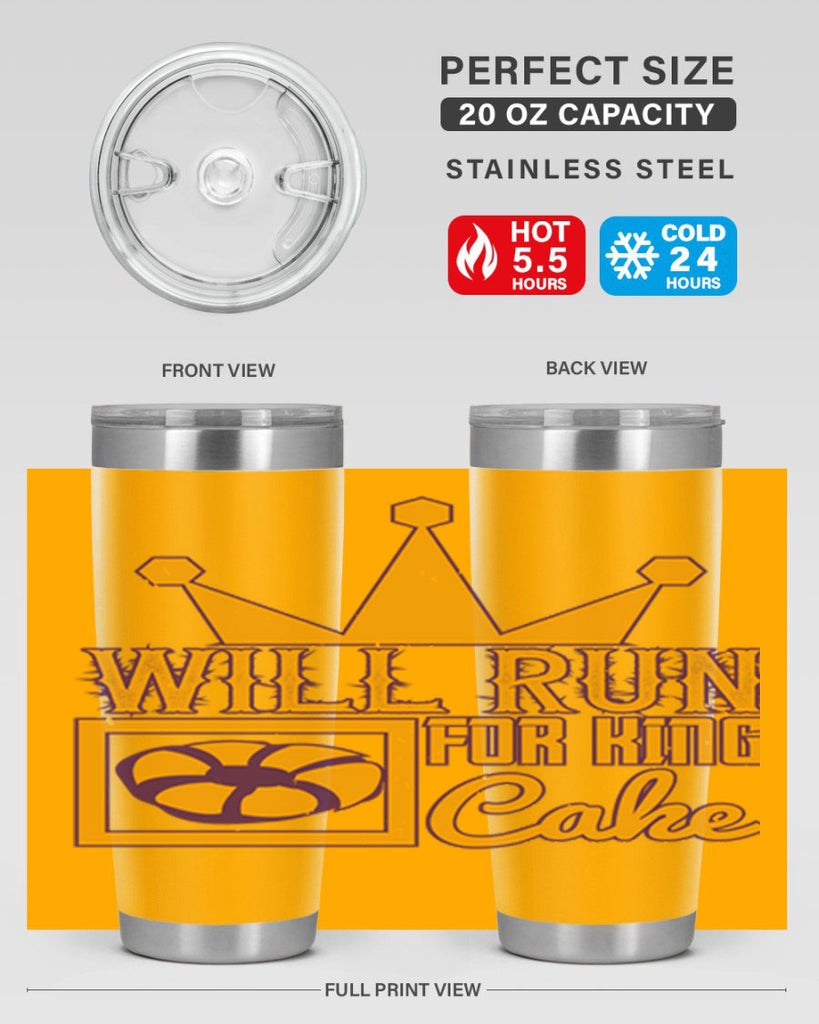 will run for king cake 28#- mardi gras- Tumbler