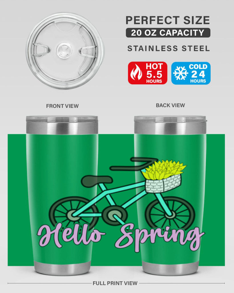 Hello Spring Bicycle with flowers189#- spring- Tumbler