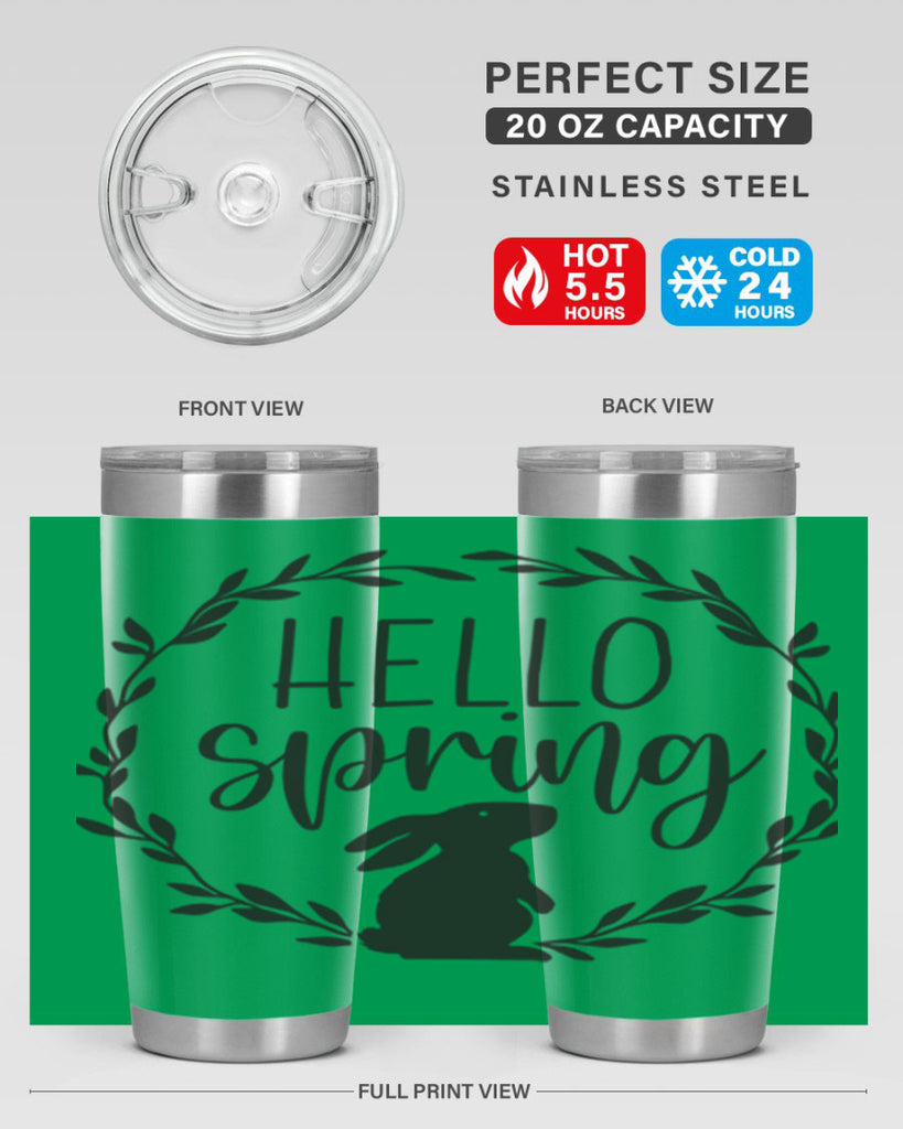 Hello Spring Bunny Wreath192#- spring- Tumbler