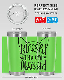 Blessed And Cat Obsessed Style 79#- cat- Tumbler