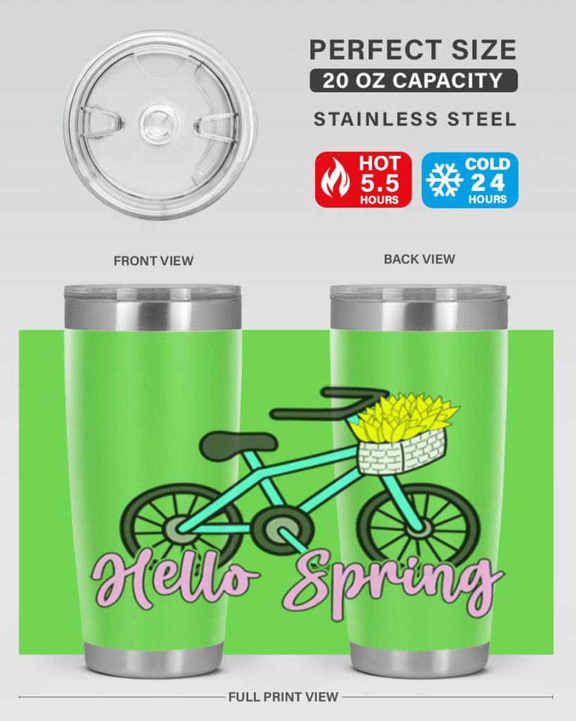 Hello Spring Bicycle with flowers189#- spring- Tumbler