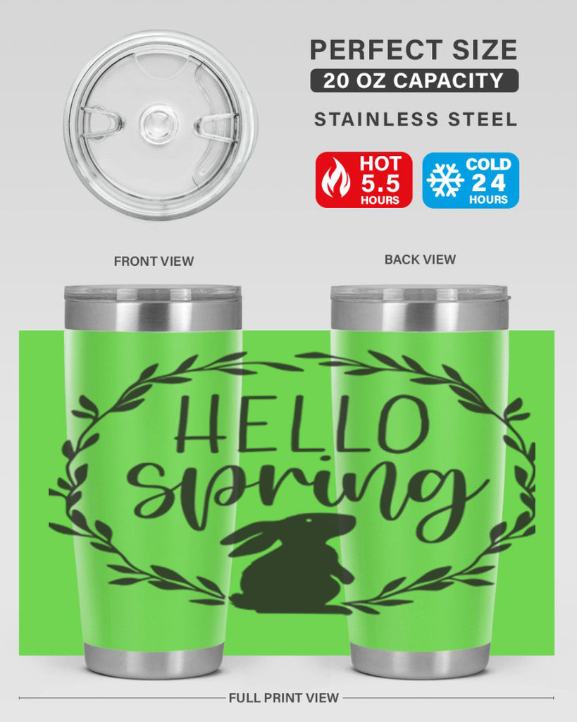 Hello Spring Bunny Wreath192#- spring- Tumbler