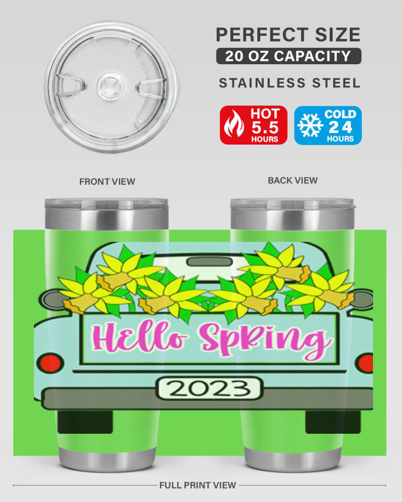 Hello Spring Farm truck with daffodils196#- spring- Tumbler