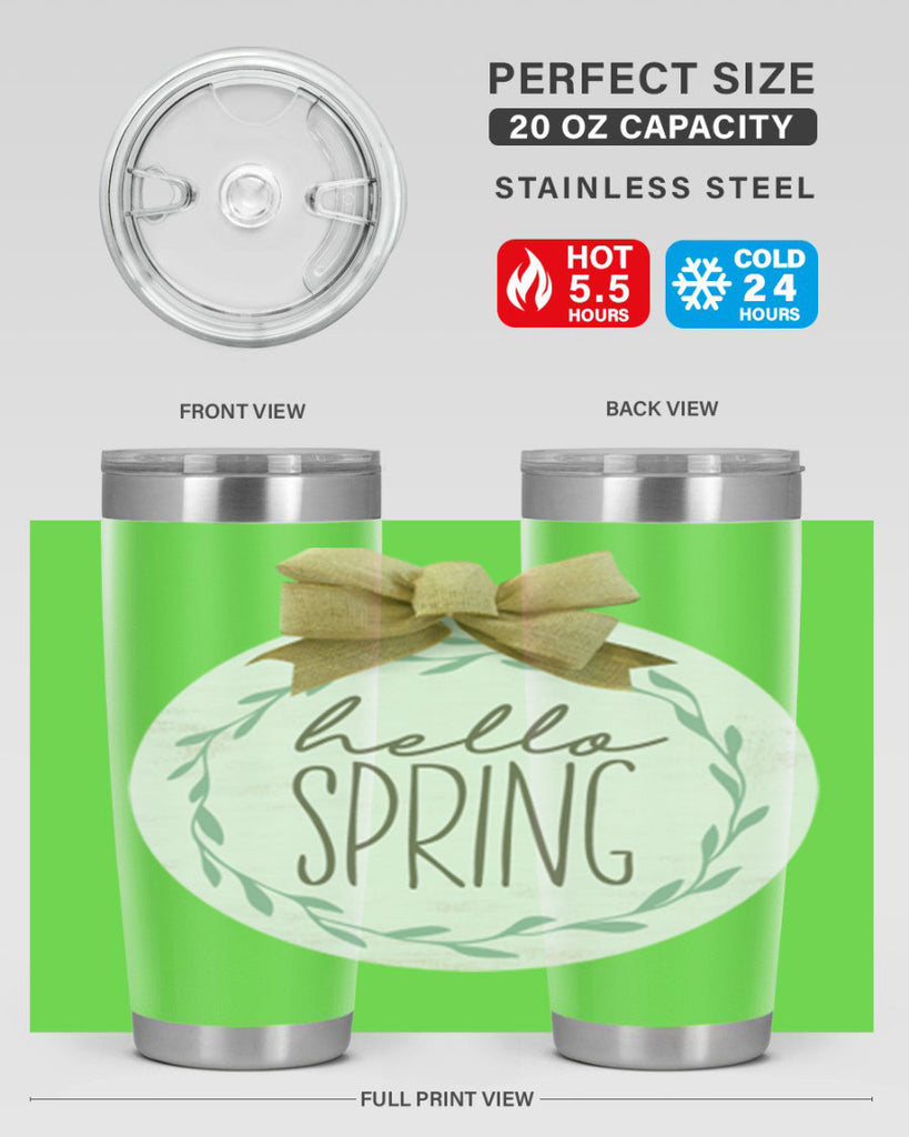 Hello Spring Wreath leaves Mockup209#- spring- Tumbler