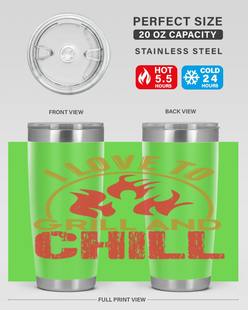 i love to grill and chill 38#- bbq- Tumbler