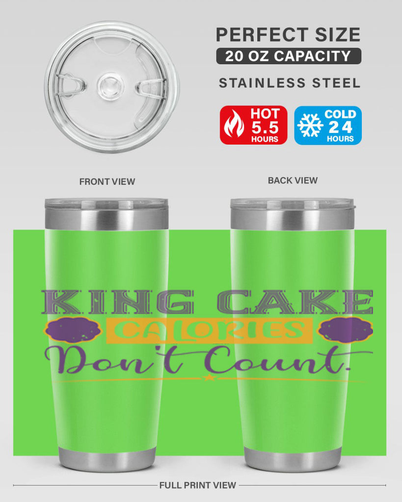 king cake calories dont count 54#- mardi gras- Tumbler