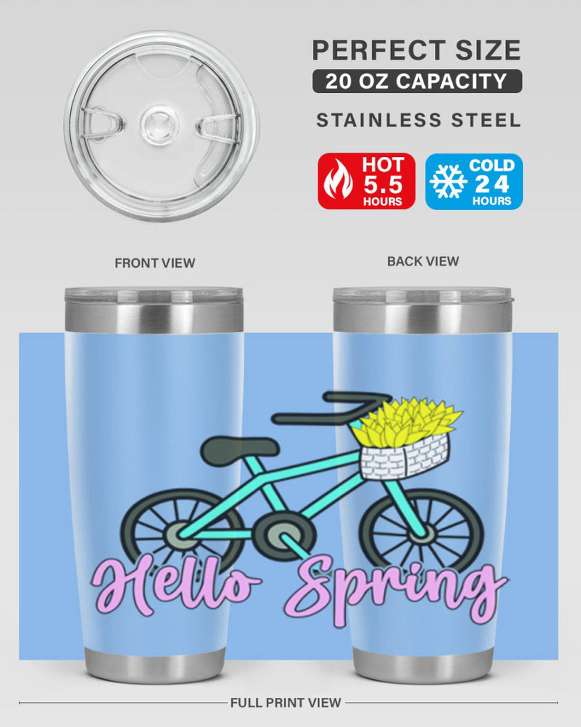 Hello Spring Bicycle with flowers189#- spring- Tumbler