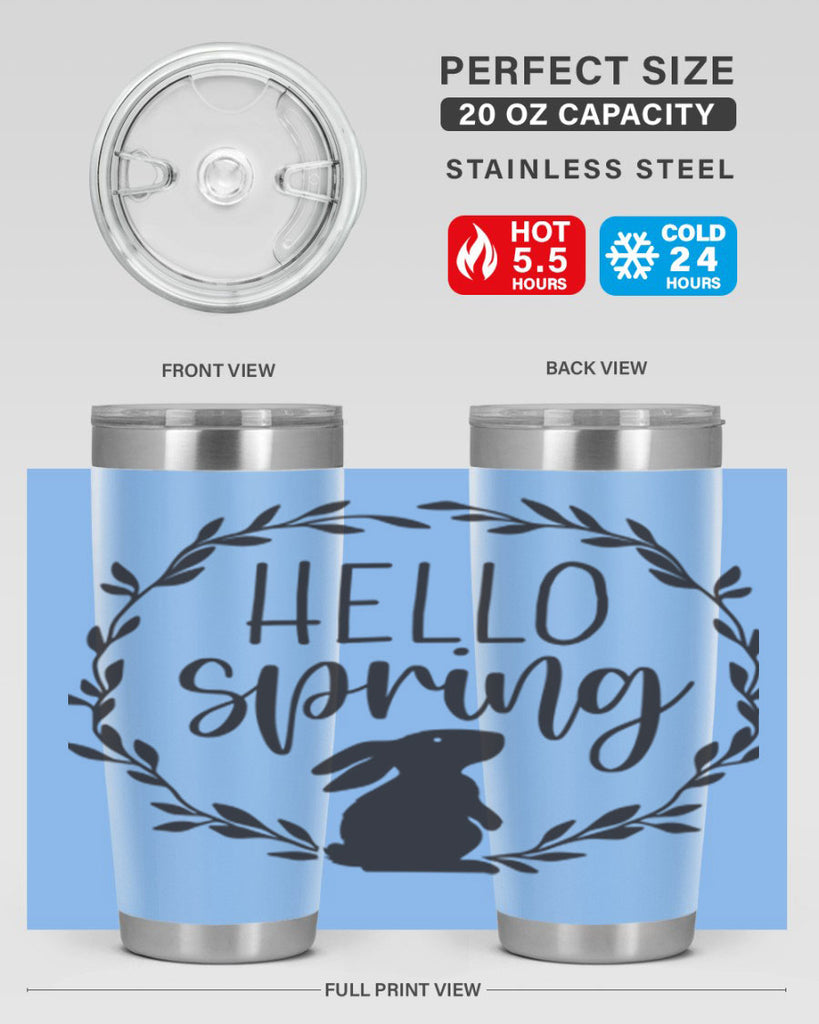 Hello Spring Bunny Wreath192#- spring- Tumbler