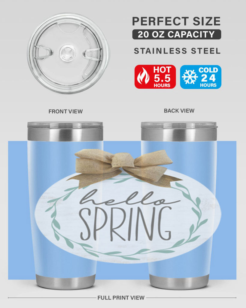 Hello Spring Wreath leaves Mockup209#- spring- Tumbler