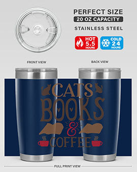 Cats Books Coffee Style 9#- cat- Tumbler