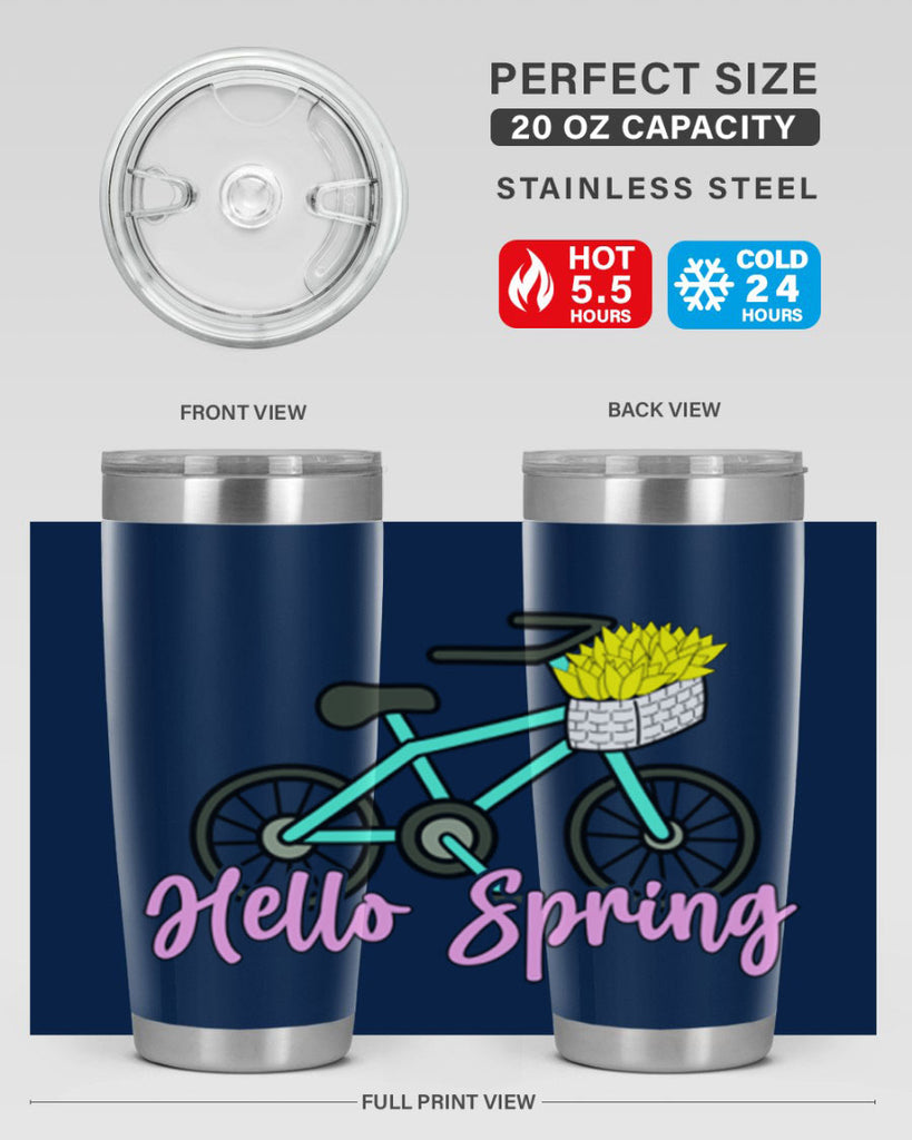 Hello Spring Bicycle with flowers189#- spring- Tumbler