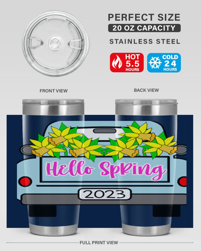Hello Spring Farm truck with daffodils196#- spring- Tumbler