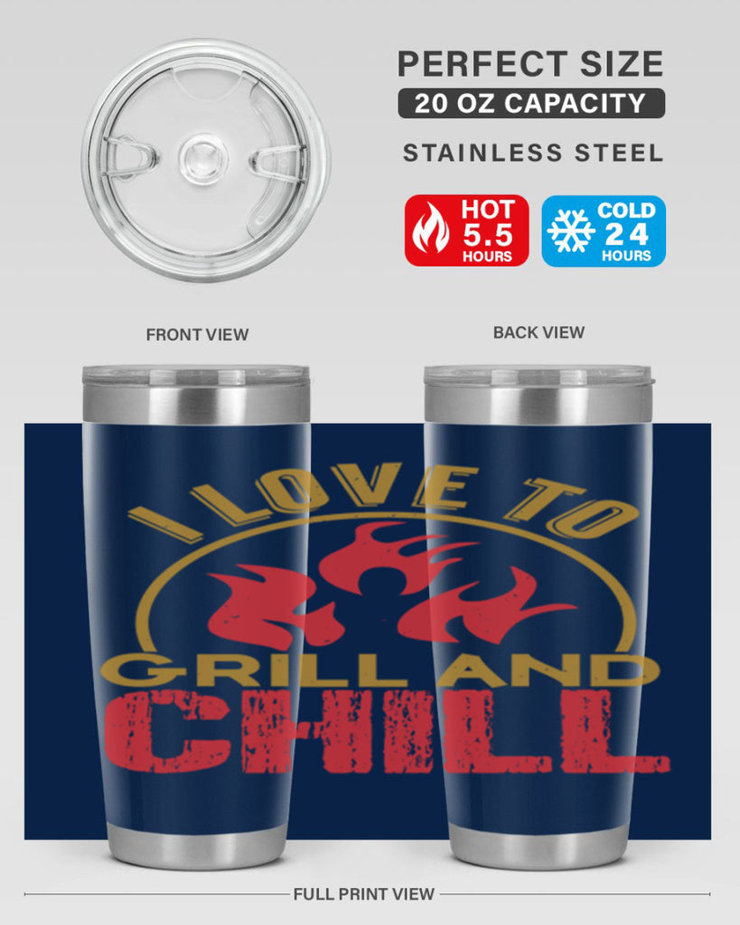 i love to grill and chill 38#- bbq- Tumbler