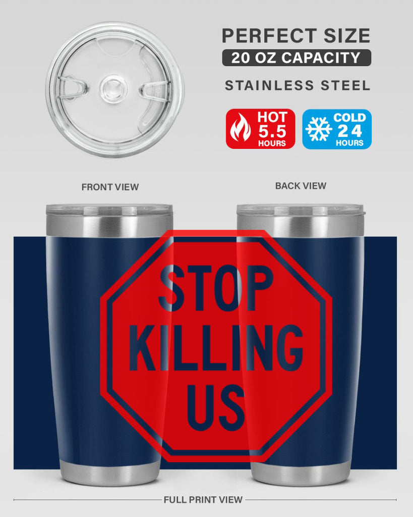 stop killing us 25#- black words phrases- Cotton Tank