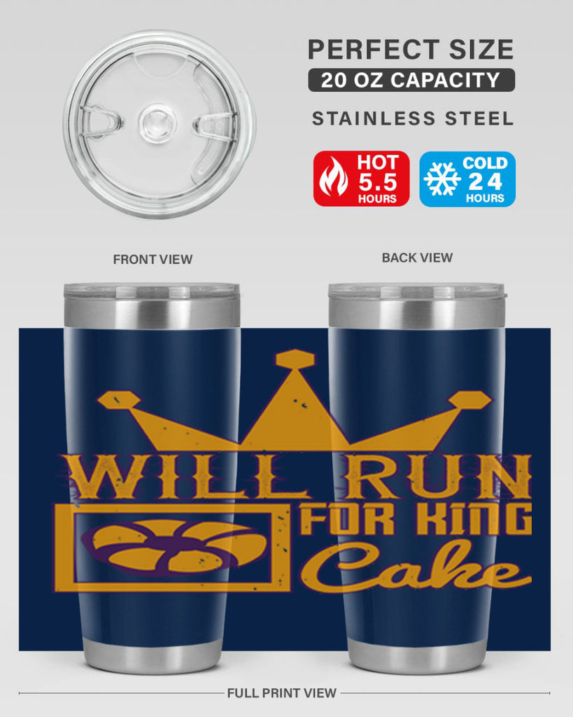 will run for king cake 28#- mardi gras- Tumbler