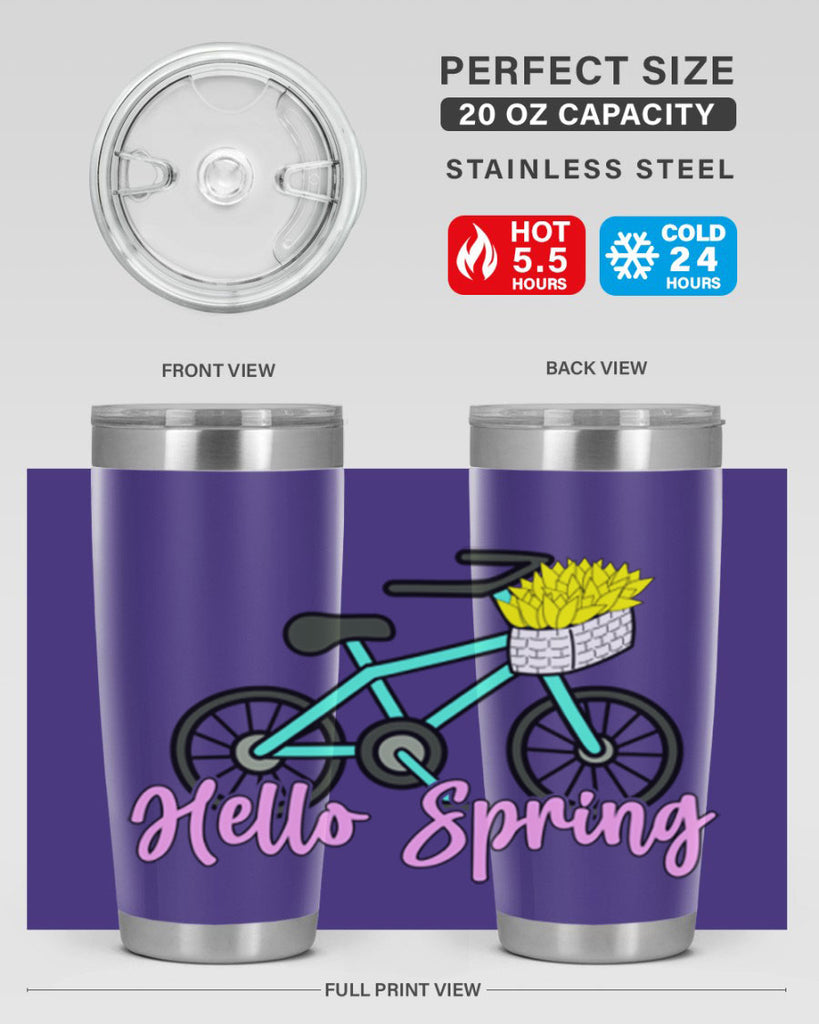 Hello Spring Bicycle with flowers189#- spring- Tumbler