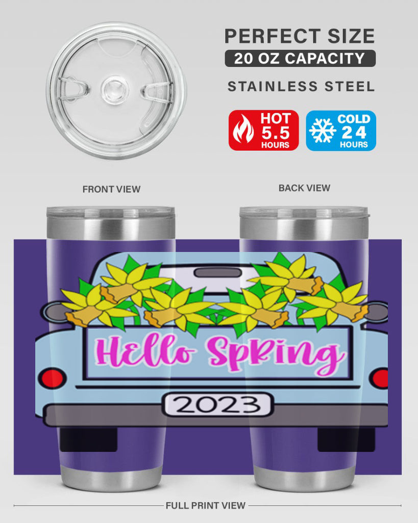Hello Spring Farm truck with daffodils196#- spring- Tumbler