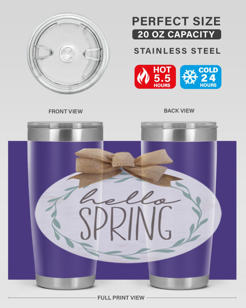 Hello Spring Wreath leaves Mockup209#- spring- Tumbler