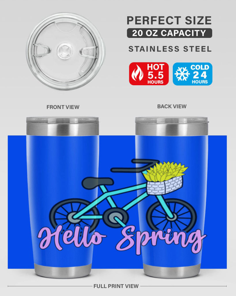 Hello Spring Bicycle with flowers189#- spring- Tumbler