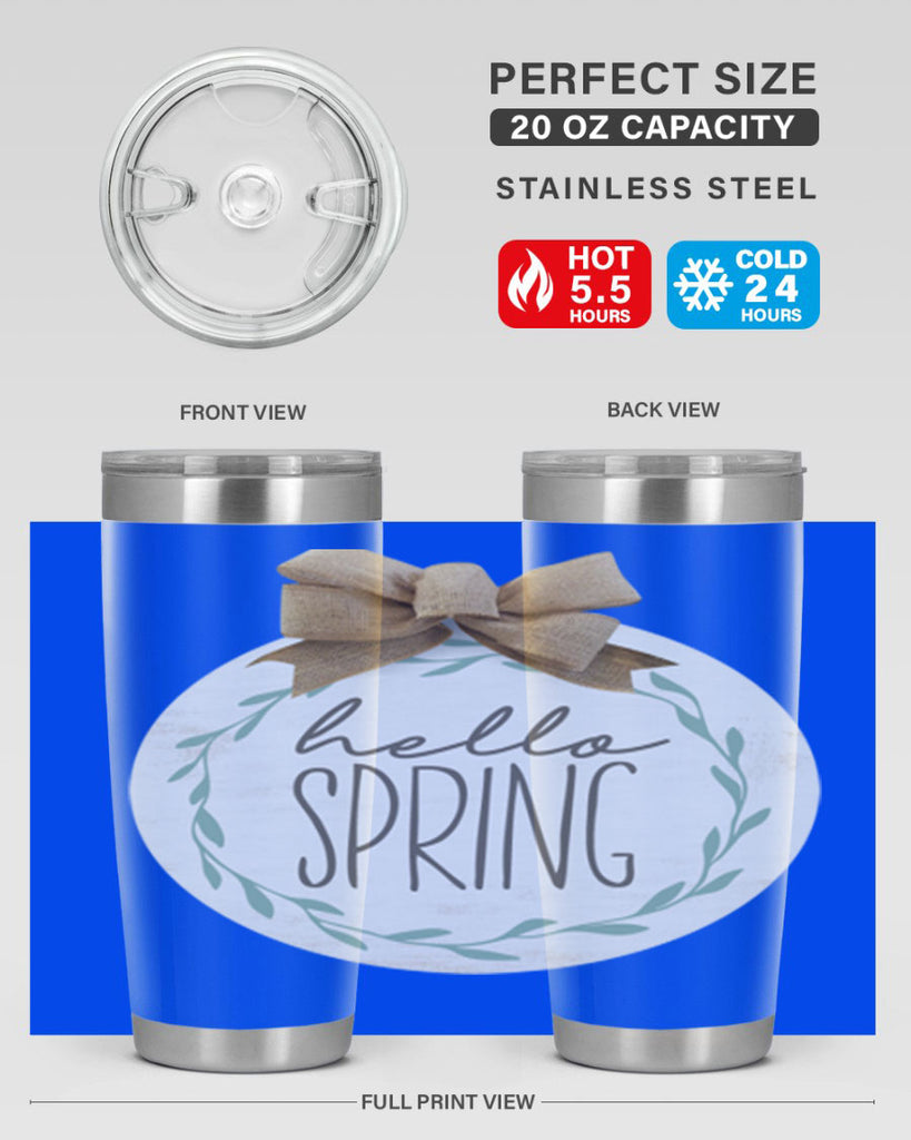 Hello Spring Wreath leaves Mockup209#- spring- Tumbler