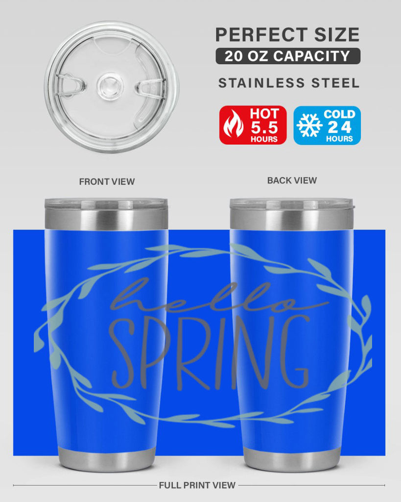 Hello Spring Wreath leaves210#- spring- Tumbler