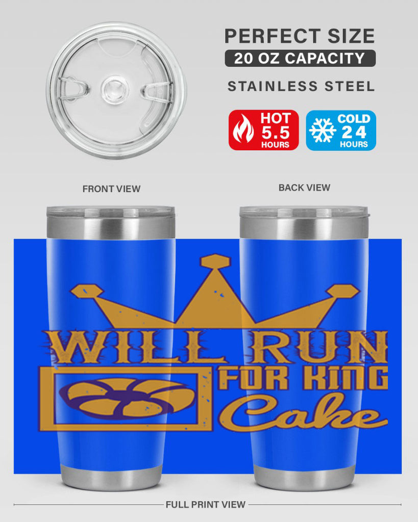 will run for king cake 28#- mardi gras- Tumbler