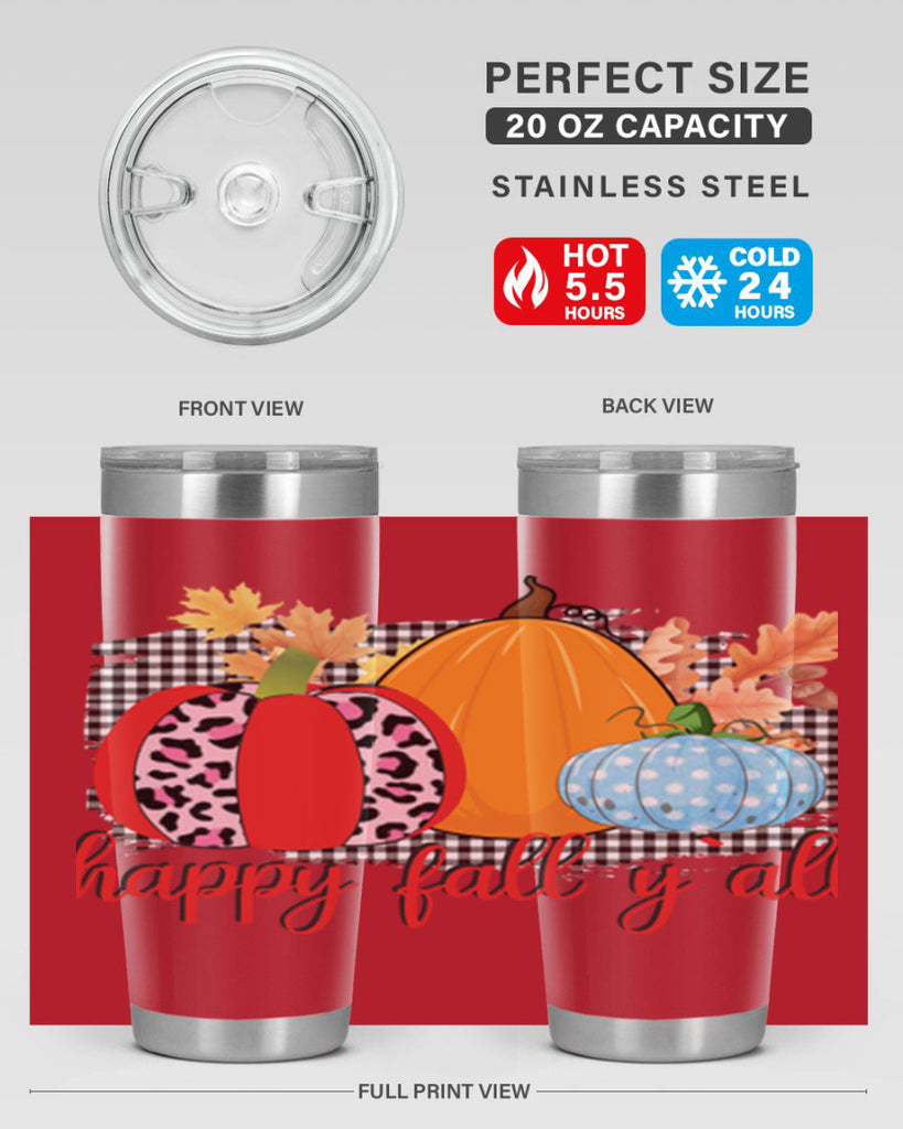 Happy Fall Yall Leopard 229#- fall- Tumbler