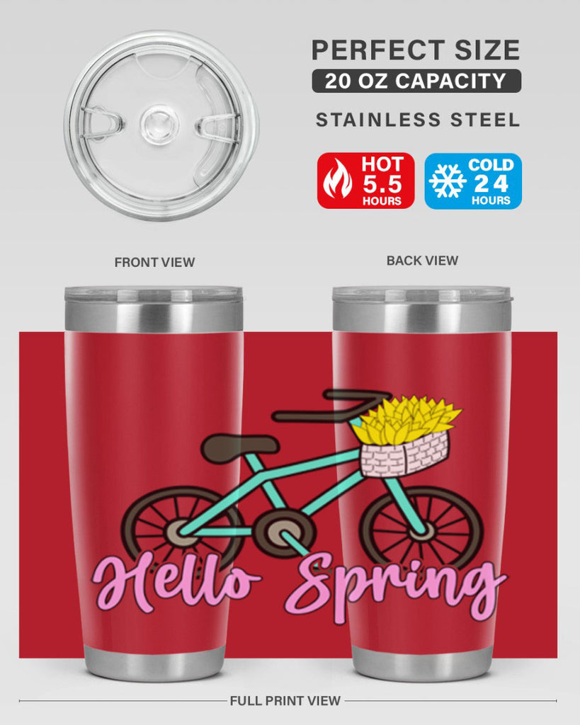 Hello Spring Bicycle with flowers189#- spring- Tumbler