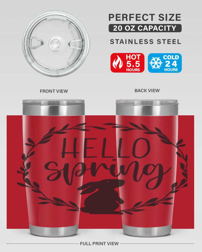 Hello Spring Bunny Wreath192#- spring- Tumbler