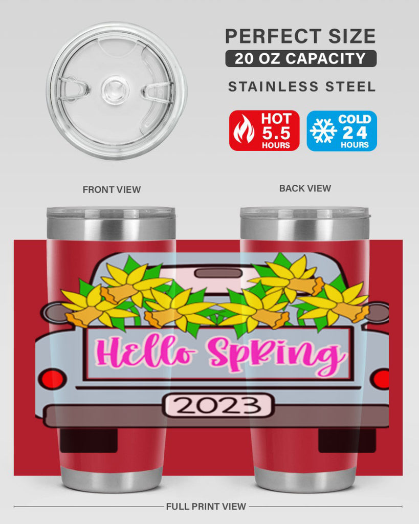 Hello Spring Farm truck with daffodils196#- spring- Tumbler