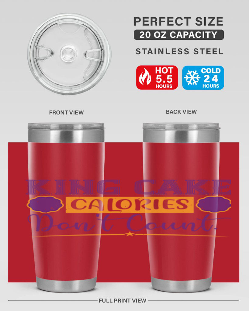 king cake calories dont count 54#- mardi gras- Tumbler