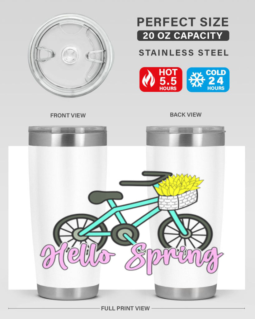 Hello Spring Bicycle with flowers189#- spring- Tumbler