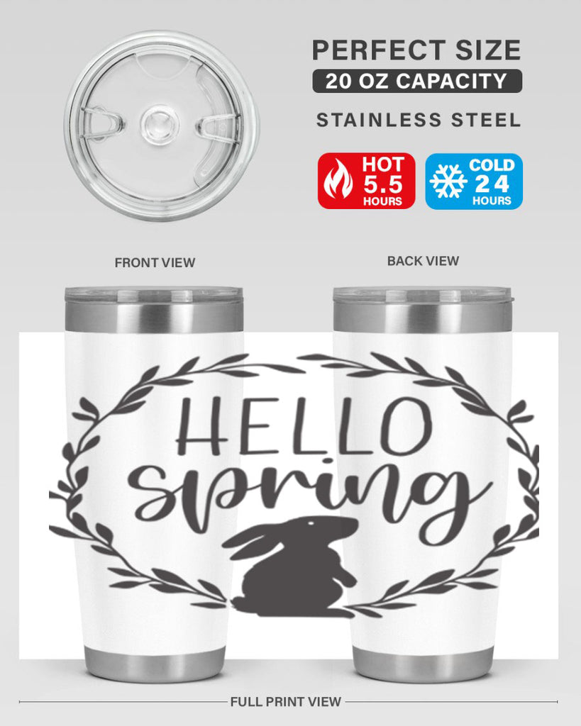 Hello Spring Bunny Wreath192#- spring- Tumbler