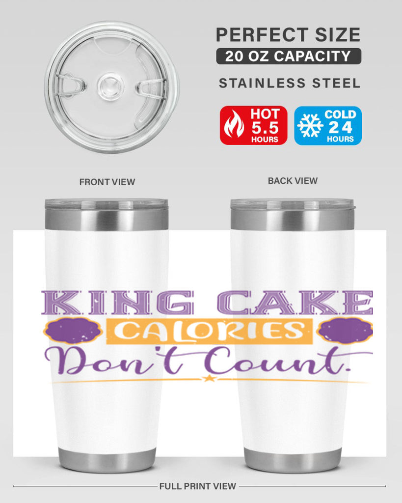 king cake calories dont count 54#- mardi gras- Tumbler