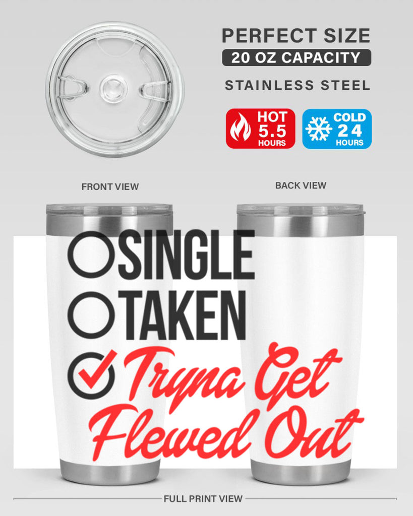 single taken tryna get flewed out 36#- black words phrases- Cotton Tank