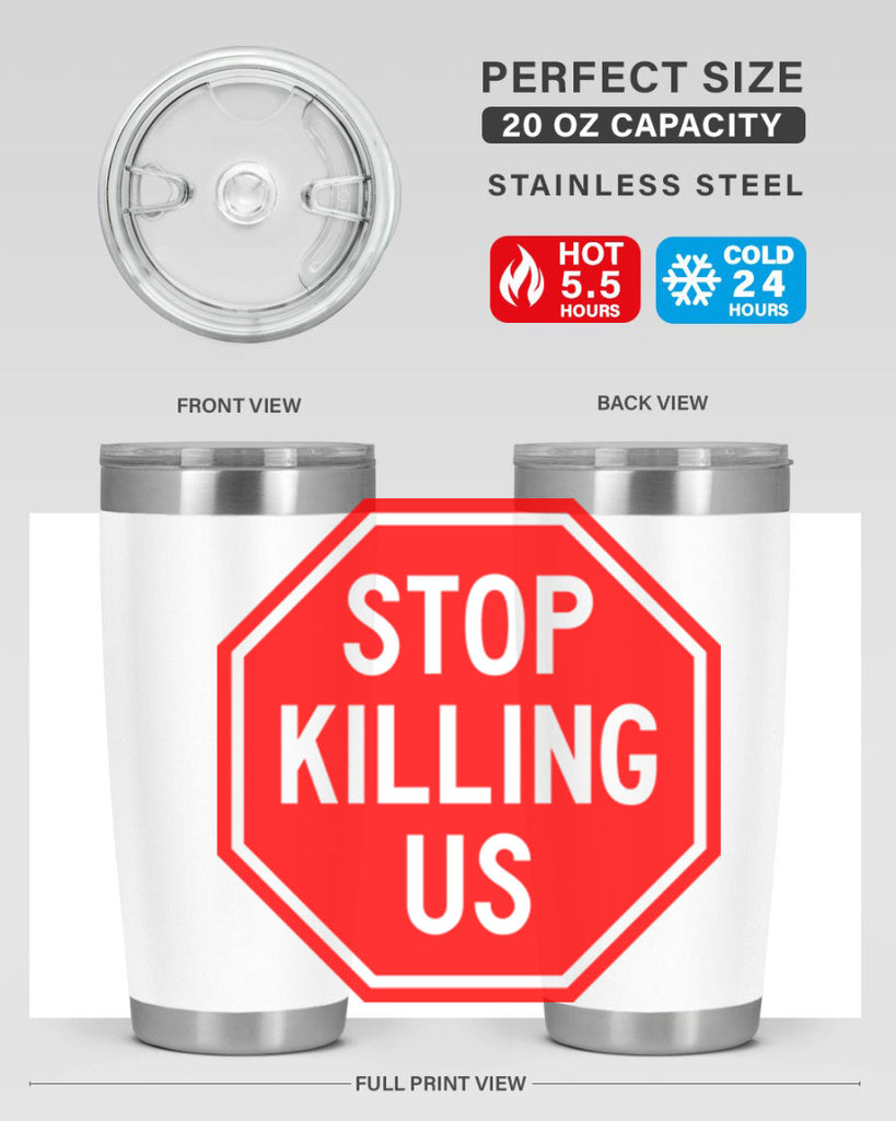 stop killing us 25#- black words phrases- Cotton Tank