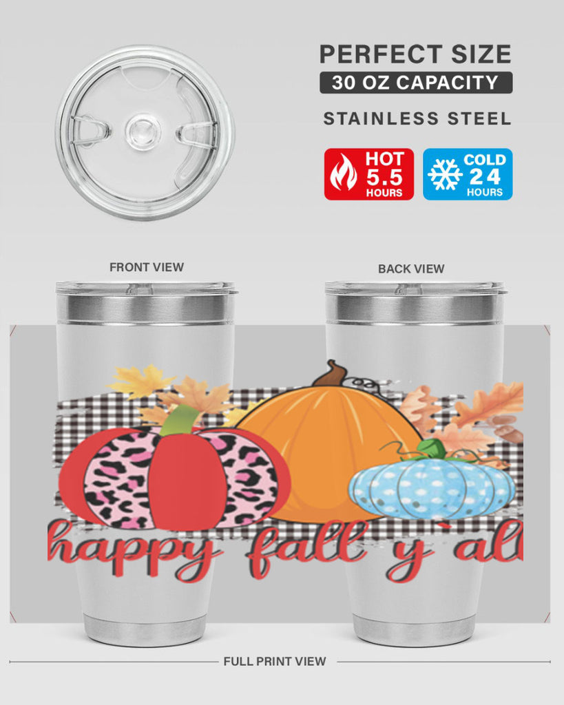 Happy Fall Yall Leopard 229#- fall- Tumbler