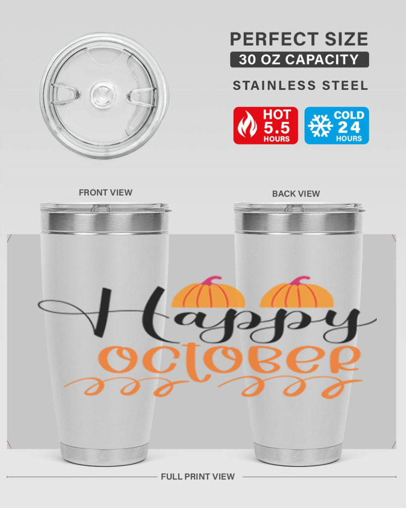 Happy October 238#- fall- Tumbler
