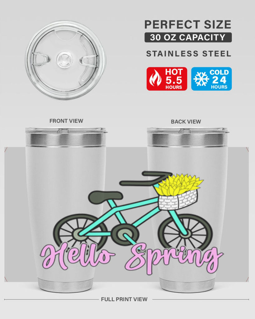 Hello Spring Bicycle with flowers189#- spring- Tumbler