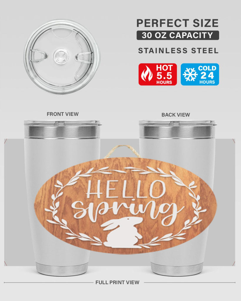 Hello Spring Bunny Wreath Mockup191#- spring- Tumbler