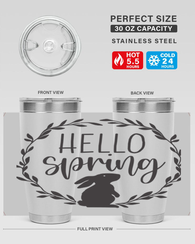 Hello Spring Bunny Wreath192#- spring- Tumbler