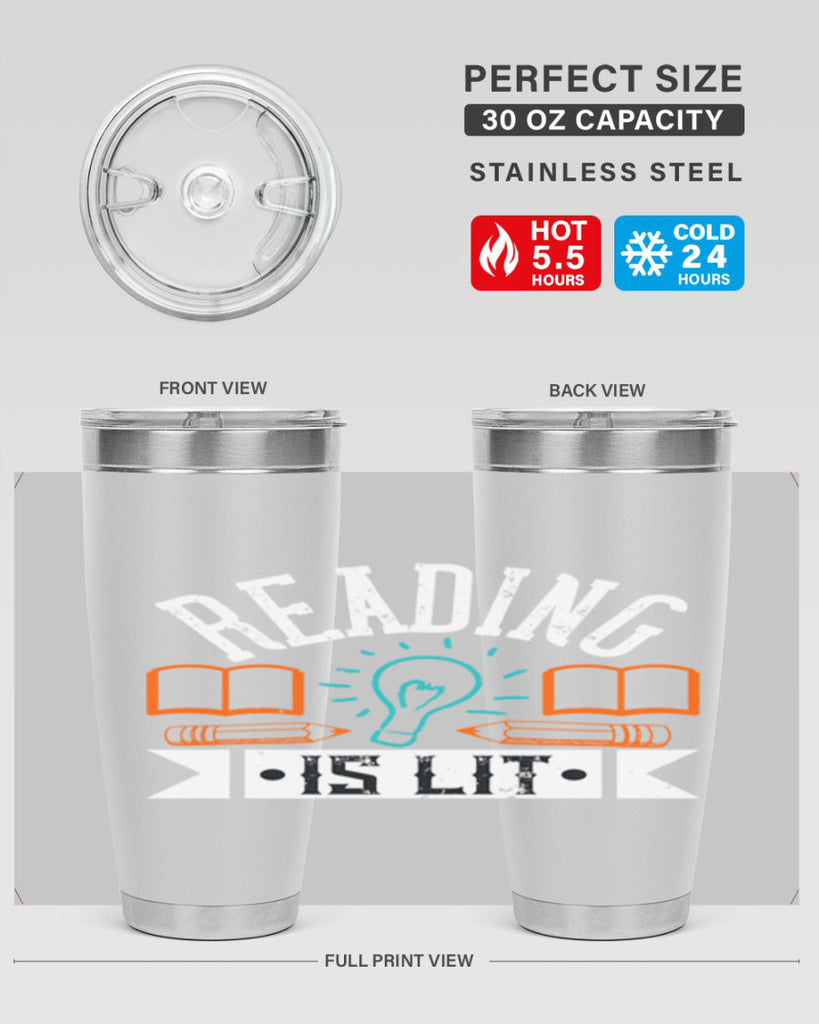 Reading is lit Style 24#- teacher- tumbler