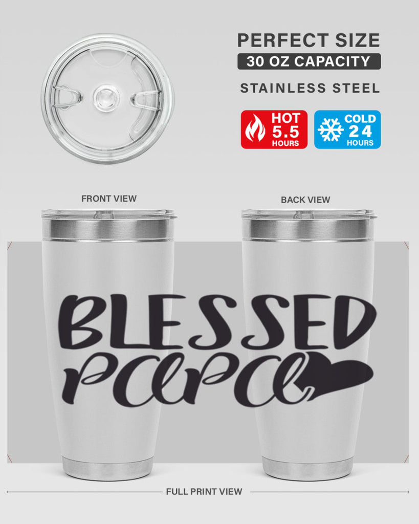 blessed papa 70#- grandpa - papa- Tumbler