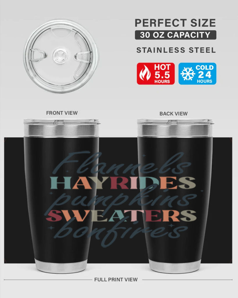 Flannels Hayrides Pumpkins Sweaters Bonfires 184#- fall- Tumbler