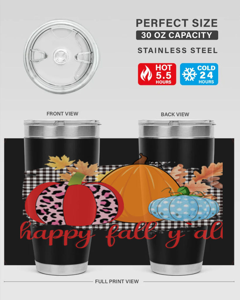 Happy Fall Yall Leopard 229#- fall- Tumbler