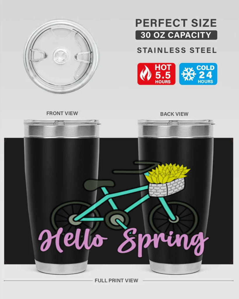 Hello Spring Bicycle with flowers189#- spring- Tumbler